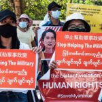 Protest in Myanmar against Military Coup 14-Feb-2021