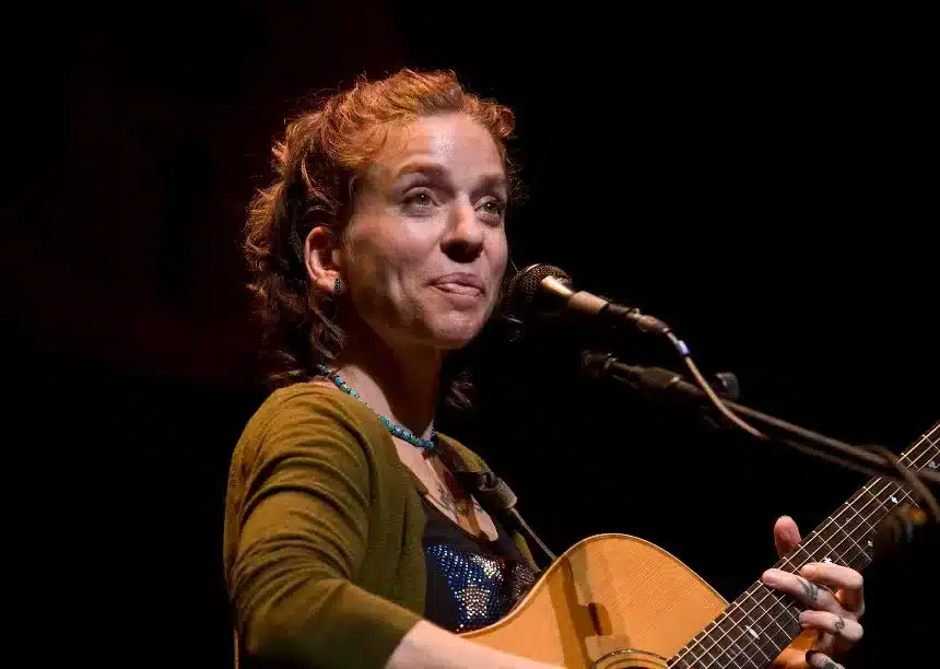 American singer-songwriter, guitarist, and activist Ani DiFranco performing at the Etown Concert, where she focused on a selection of political songs, demonstrating her unique blend of musical artistry and social commentary.