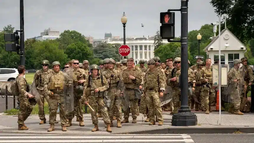 Special Forces soldiers from the Utah National Guard patrolling the streets during protests, sparking inquiries into the need for elite forces in largely nonviolent demonstrations and their impact on rights restrictions.