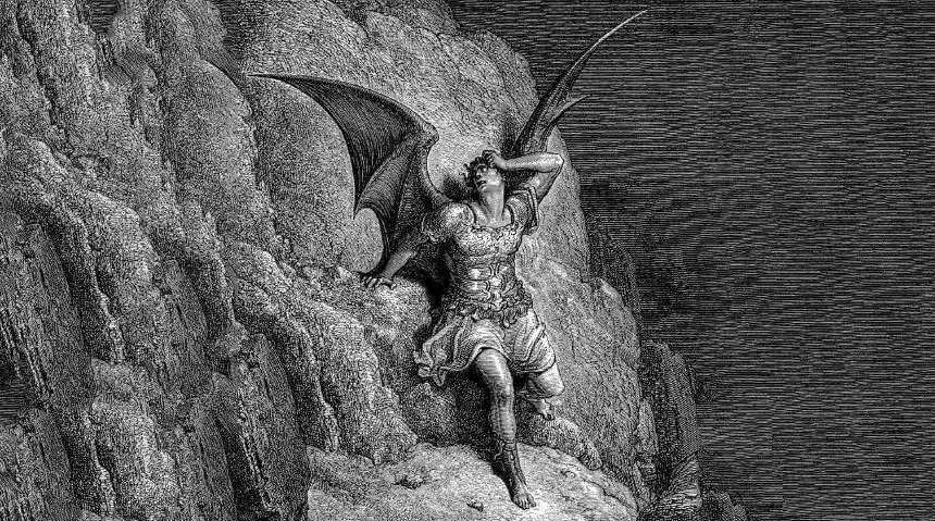 Illustration by Gustave Doré for John Milton's 'Paradise Lost' 1866, featuring satanic symbolism