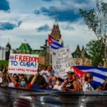 Protest against Cuban dictatorship held in front of the Canadian Parliament in Ottawa, Summer 2021.