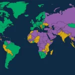Democracy is in danger: the Freedom in the World 2024 report classifies 84 countries and territories as 'Free' (in green), 59 as 'Partly Free' (in yellow), and 67 as 'Not Free' (in purple).
