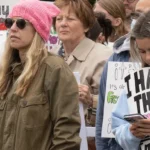 Protesters gathered in front of the U.S. Supreme Court holding signs advocating for abortion rights after the reversal of Roe v. Wade