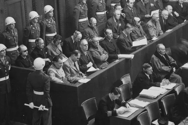 Perpetrators-This historic image captures a pivotal moment in the aftermath of World War II, where key figures accused of war crimes were brought to justice during the Nuremberg Trials. Held between 1945 and 1946, the trials marked a defining step toward accountability for atrocities committed, setting a precedent for international law and justice.