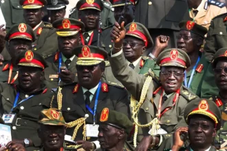 High-ranking military officials of South Sudan’s government, representing the intersection of political power, corruption, and the country’s militarized governance.