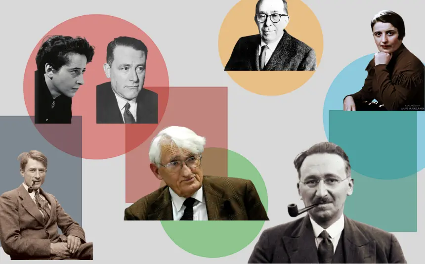 Pensadores de derecha e izquierda en un collage