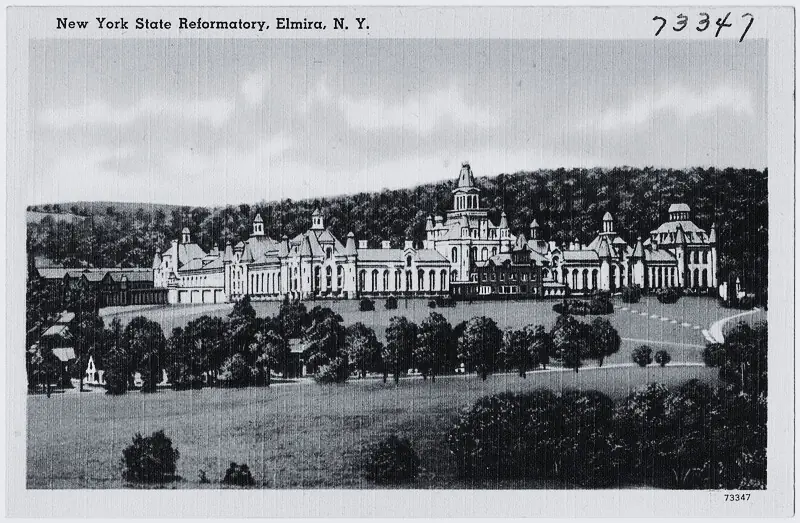 Justice: Postcard of the New York State Reformatory at Elmira, N.Y