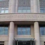 The Heritage Foundation headquarters in Washington, D.C.—the driving force behind Project 2025, an initiative aiming to radically restructure the U.S. federal government.