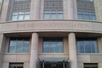 The Heritage Foundation headquarters in Washington, D.C.—the driving force behind Project 2025, an initiative aiming to radically restructure the U.S. federal government.