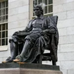 Statue at Harvard Yard, a recognizable landmark of the university’s historic campus.