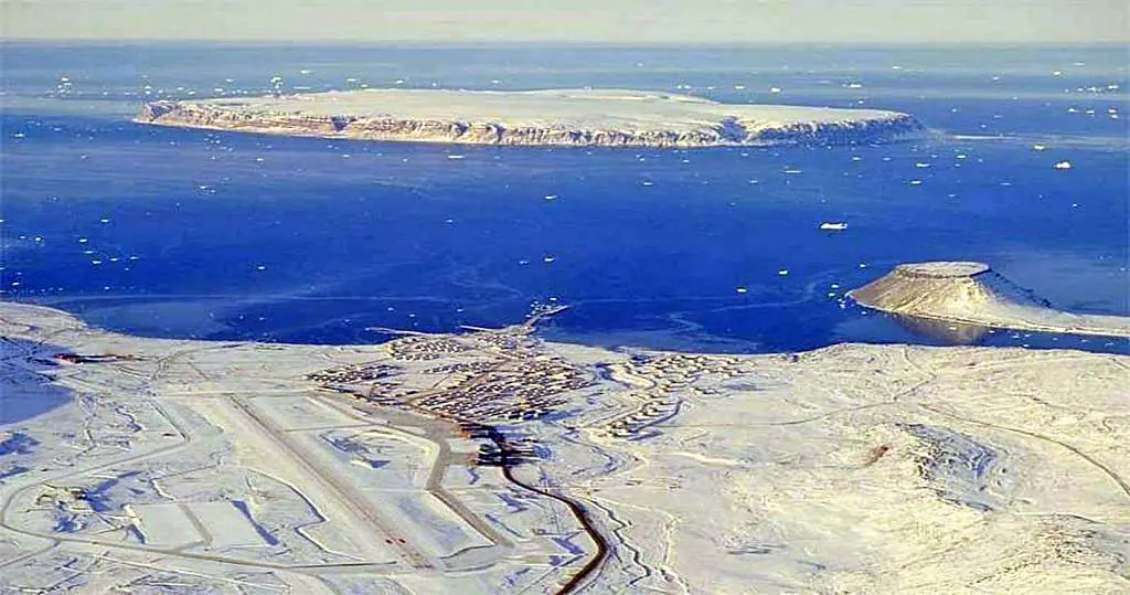 Thule Air Base in Greenland (now Pituffik Space Base), northwestern Greenland. Established during the Cold War, the base continues to be a key strategic site in the Arctic.