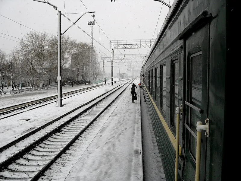 The Trans-Siberian Railway in winter, a key corridor connecting Northeast Asia to Arctic routes and reinforcing Tri-Axis integration across Eurasia.
