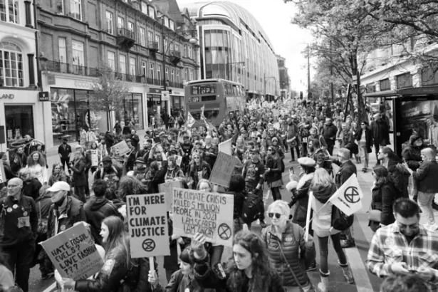 Emotions: Climate activists march through central London, calling for climate justice and stronger action on the climate emergency. Photo: Alisdare Hickson (CC BY-SA).